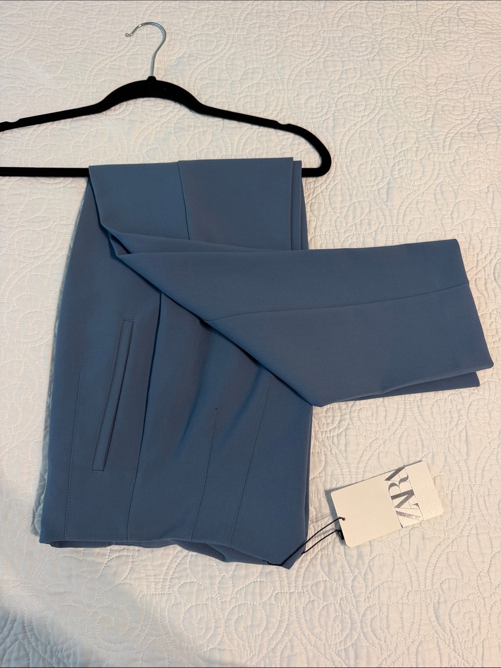 ZARA Dusty Blue Tailored Trousers